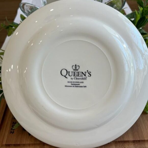 Vtg Queen's by Churchill Calico Dessert Plates Set of 4 Blue & White Floral 8" R - Picture 3 of 5